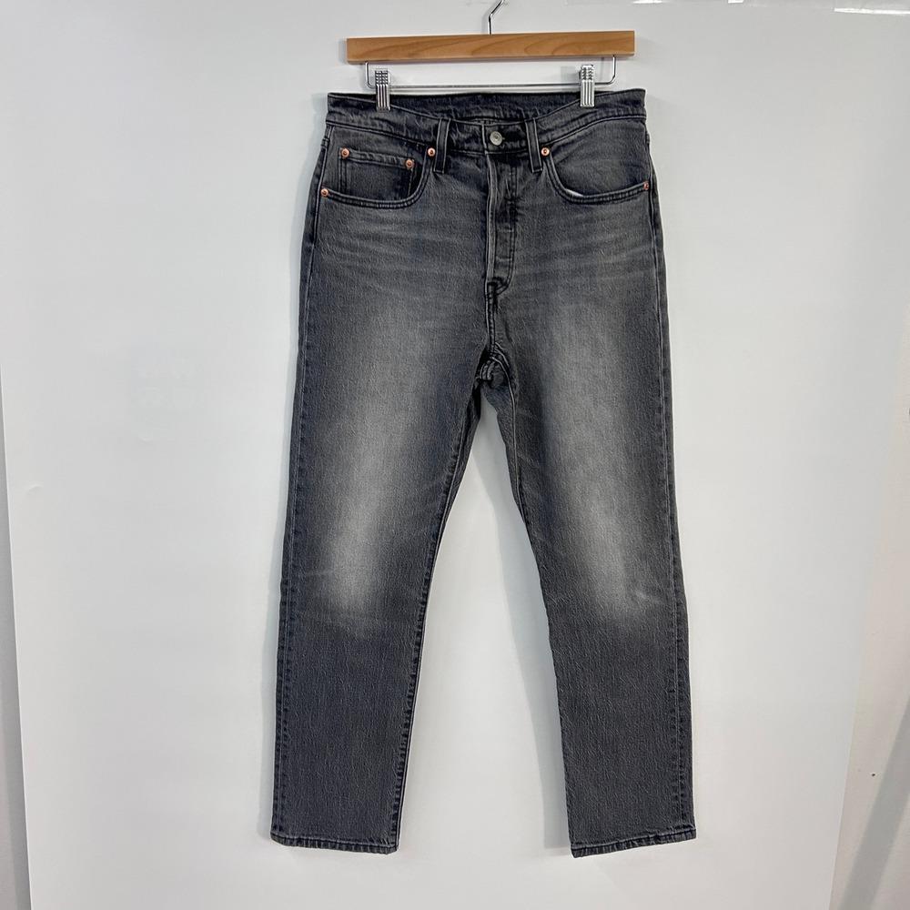 Levi's 501 Original Jeans W30 L30 Gray Washed Black Button Fly Straight Y2K